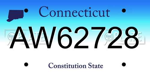 AW62728 Connecticut License Plate