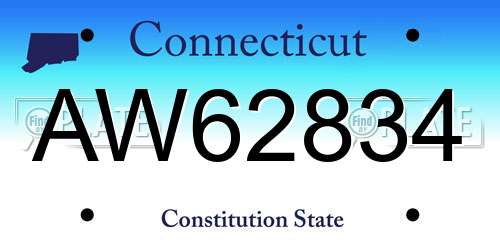 AW62834 Connecticut License Plate