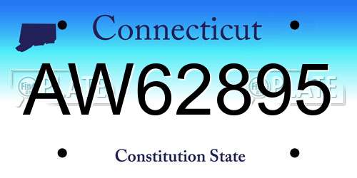 AW62895 Connecticut License Plate