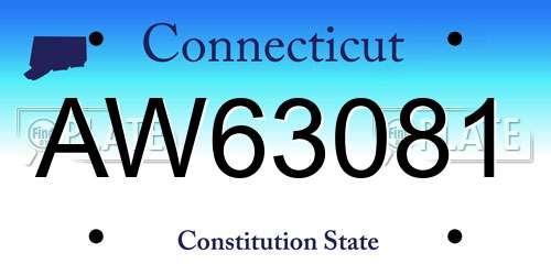 AW63081 Connecticut License Plate