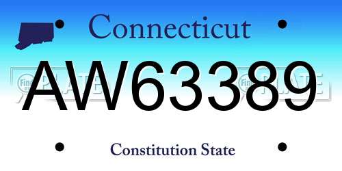 AW63389 Connecticut License Plate