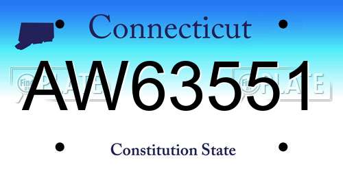 AW63551 Connecticut License Plate