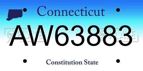 AW63883 Connecticut License Plate