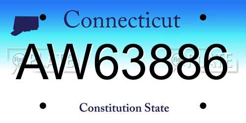 AW63886 Connecticut License Plate