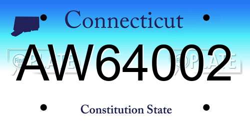 AW64002 Connecticut License Plate