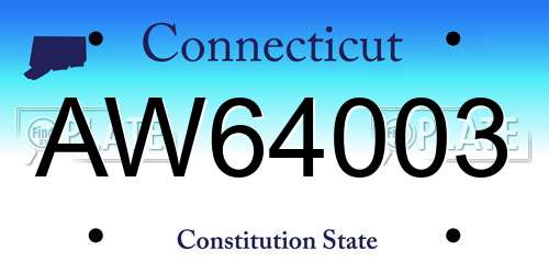 AW64003 Connecticut License Plate