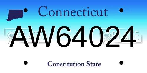 AW64024 Connecticut License Plate