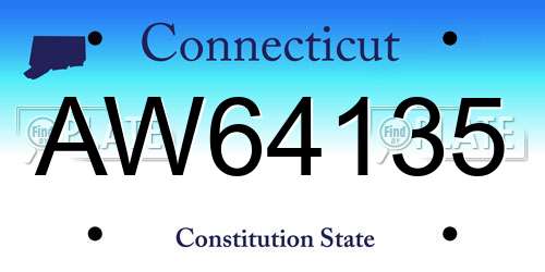AW64135 Connecticut License Plate