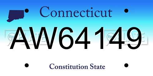 AW64149 Connecticut License Plate