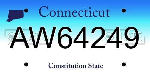 AW64249 Connecticut License Plate