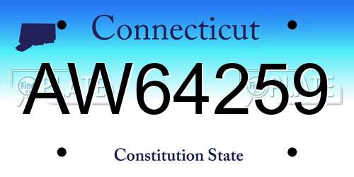 AW64259 Connecticut License Plate