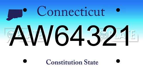 AW64321 Connecticut License Plate