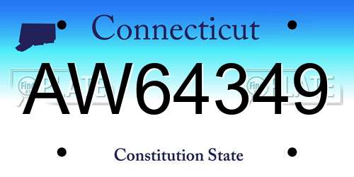 AW64349 Connecticut License Plate