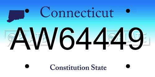 AW64449 Connecticut License Plate