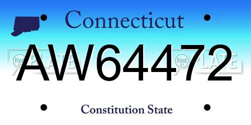 AW64472 Connecticut License Plate