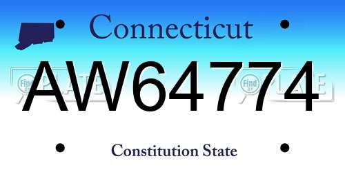 AW64774 Connecticut License Plate