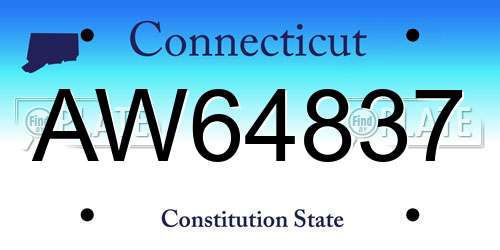 AW64837 Connecticut License Plate