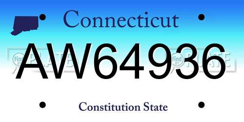AW64936 Connecticut License Plate