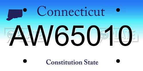 AW65010 Connecticut License Plate