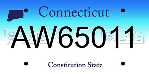 AW65011 Connecticut License Plate