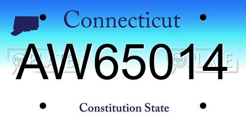 AW65014 Connecticut License Plate