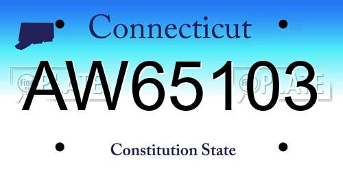AW65103 Connecticut License Plate