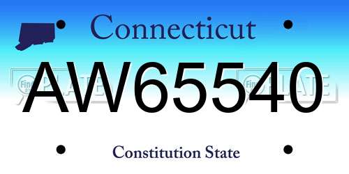 AW65540 Connecticut License Plate