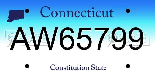 AW65799 Connecticut License Plate