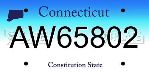AW65802 Connecticut License Plate