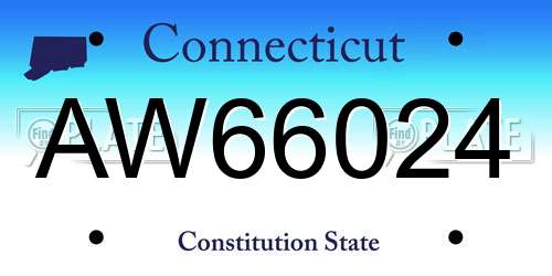 AW66024 Connecticut License Plate
