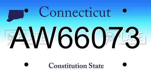 AW66073 Connecticut License Plate