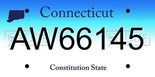 AW66145 Connecticut License Plate