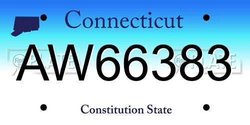 AW66383 Connecticut License Plate