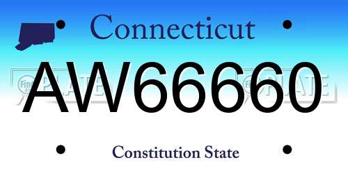 AW66660 Connecticut License Plate