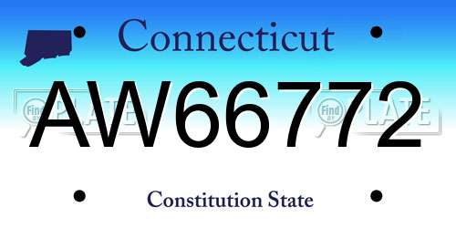 AW66772 Connecticut License Plate