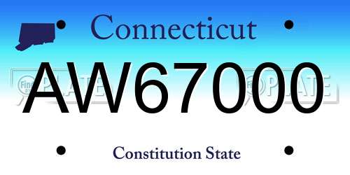AW67000 Connecticut License Plate