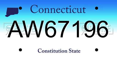 AW67196 Connecticut License Plate