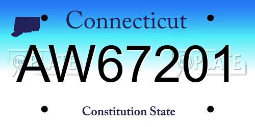 AW67201 Connecticut License Plate