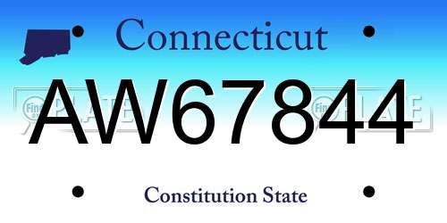 AW67844 Connecticut License Plate