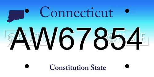 AW67854 Connecticut License Plate