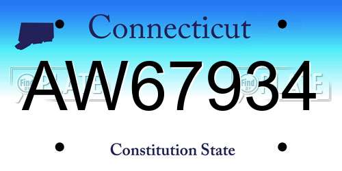 AW67934 Connecticut License Plate