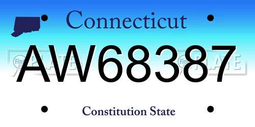 AW68387 Connecticut License Plate