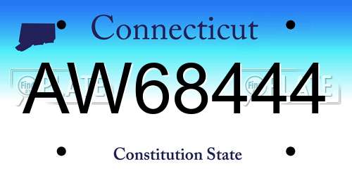AW68444 Connecticut License Plate