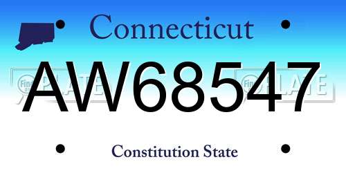 AW68547 Connecticut License Plate