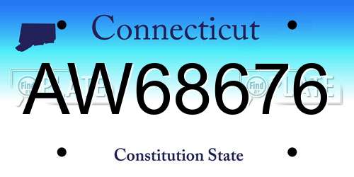 AW68676 Connecticut License Plate