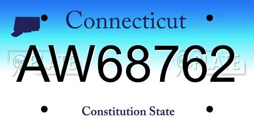 AW68762 Connecticut License Plate