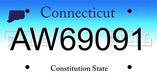 AW69091 Connecticut License Plate