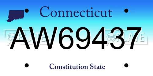 AW69437 Connecticut License Plate