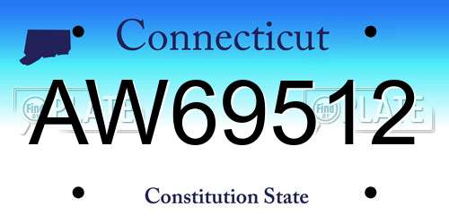 AW69512 Connecticut License Plate