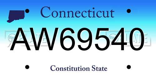 AW69540 Connecticut License Plate